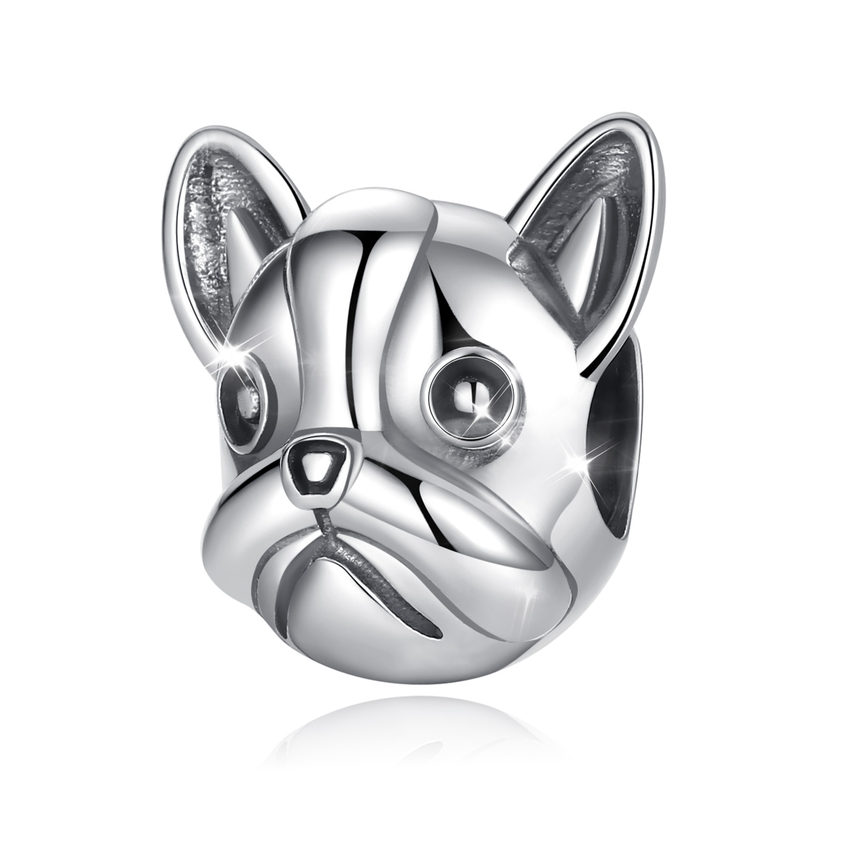 Royal Bulldog Elegance: 925 Sterling Silver Bulldog Head Charm Bead by Merryshine Jewelry