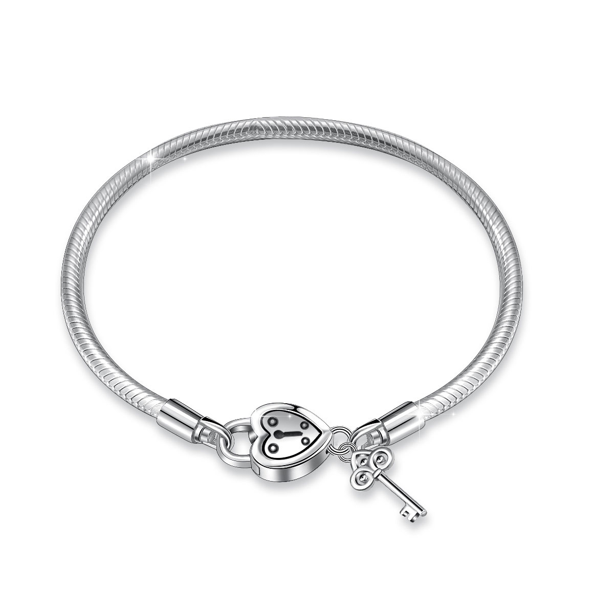 Heart Lock Clasp 925 Sterling Silver Bracelets by Merryshine Jewelry