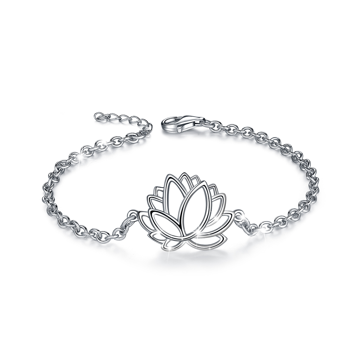 Hollow out Lotus Design 925 Sterling Silver Bracelet by Merryshine Jewelry