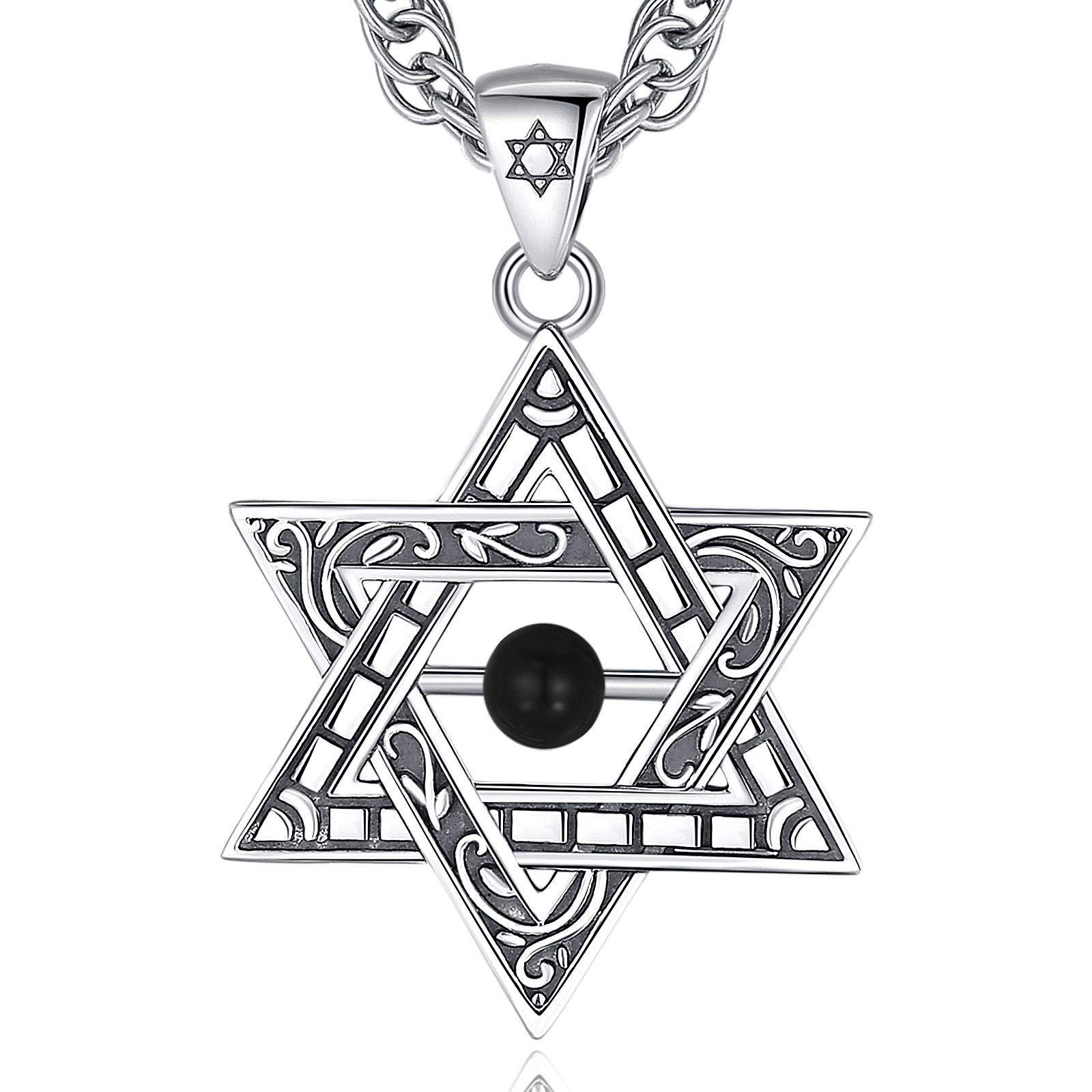 925 Sterling Silver Star of David Pendant Necklace for Men or Women by Merryshine Jewelry