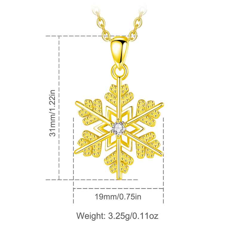 Merryshine Jewelry 925 Sterling Silver 18K Gold Plated Snowflake Pendant Necklace for Christmas Gift