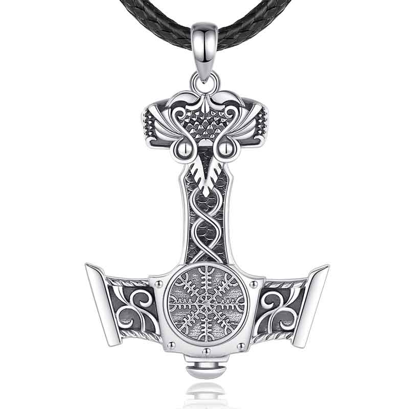 Merryshine Jewelry Viking Hammer Design 925 Sterling Silver Pendant Necklace for Men