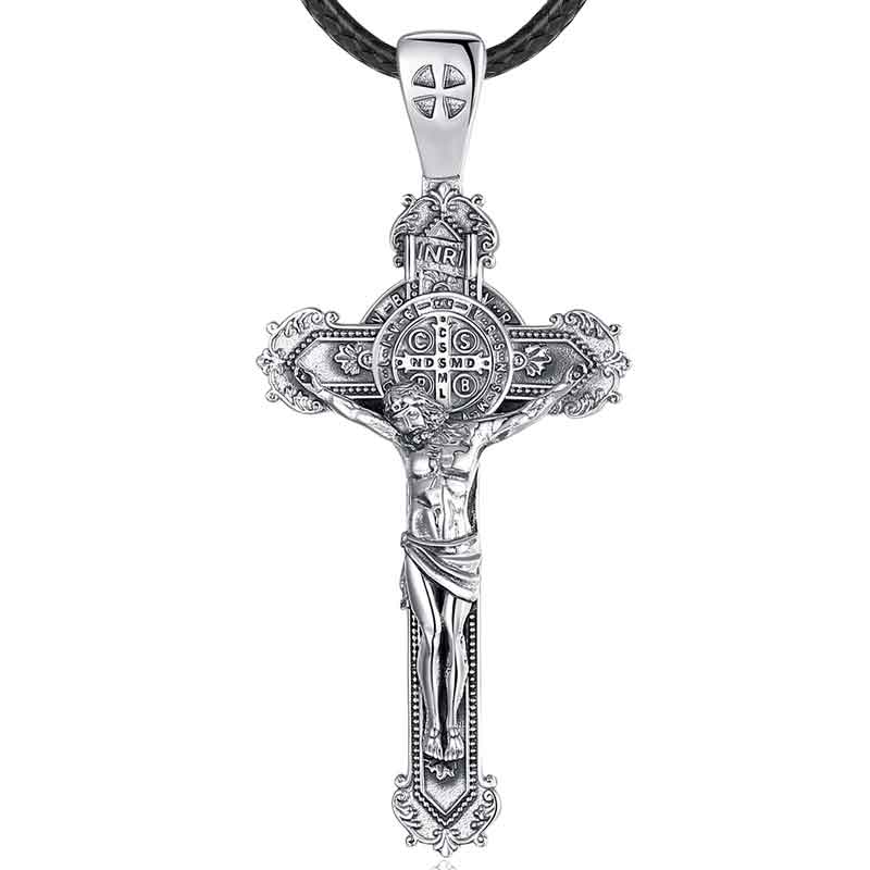 Merryshine Jewelry 925 Sterling Silver Divine Radiance Cross Jesus Pendant Necklace
