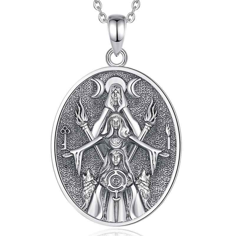 Merryshine Jewelry Triple Moon Goddess 925 Sterling Silver Pendant Necklace