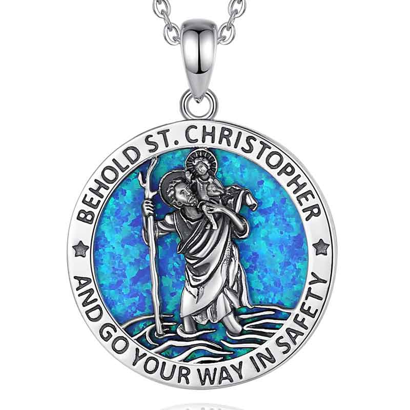 Merryshine Jewelry Christopher 925 Sterling Silver Blue Opal Pendant Necklace