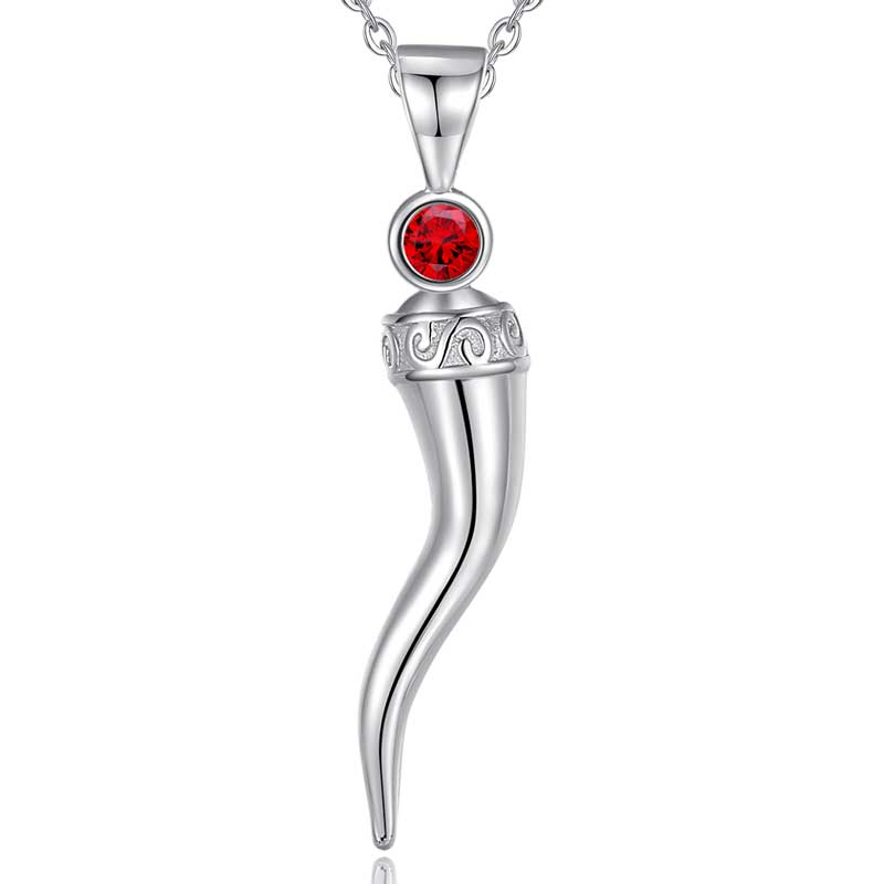 Merryshine Jewelry Italian Horn 925 Sterling Silver Pendant Necklace for Men or Women