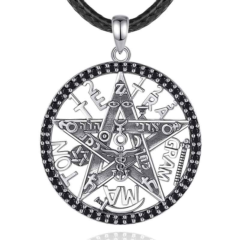 Merryshine Jewelry Tetragrammaton Pentagram 925 Sterling Silver Pendant Necklace for Men