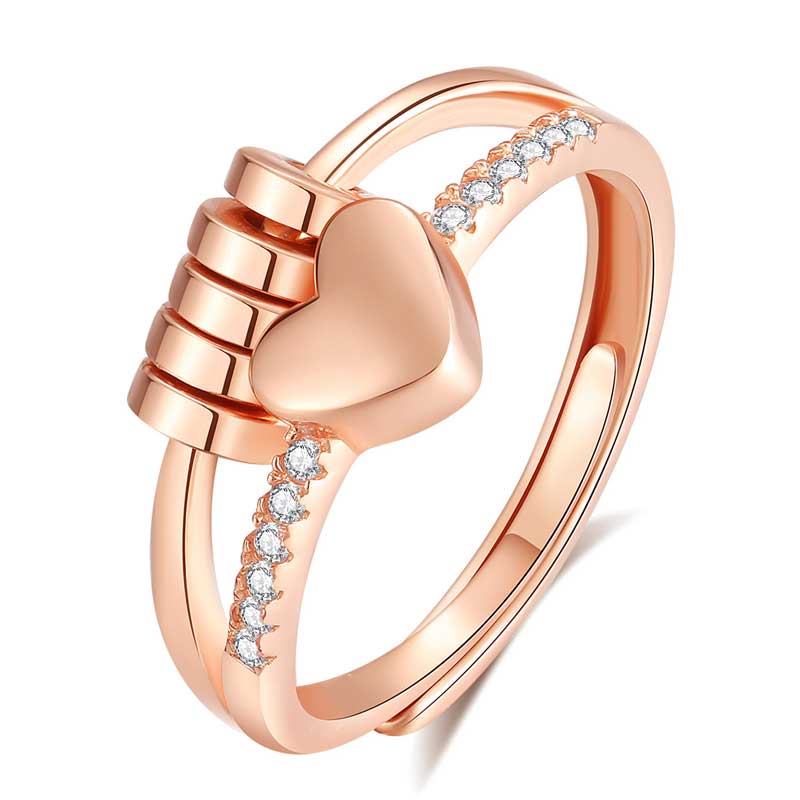 Merryshine Jewelry 925 Sterling Silver Rose Gold Plated Anti Anxiety Rings