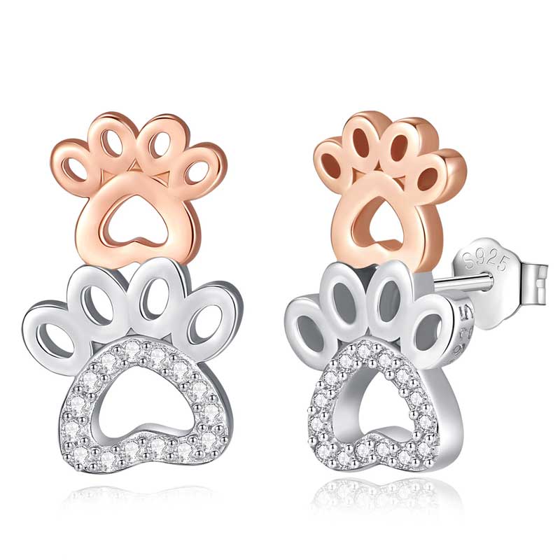 Merryshine Jewelry 925 Sterling Silver Cute Paw Unique Design Stud Earrings