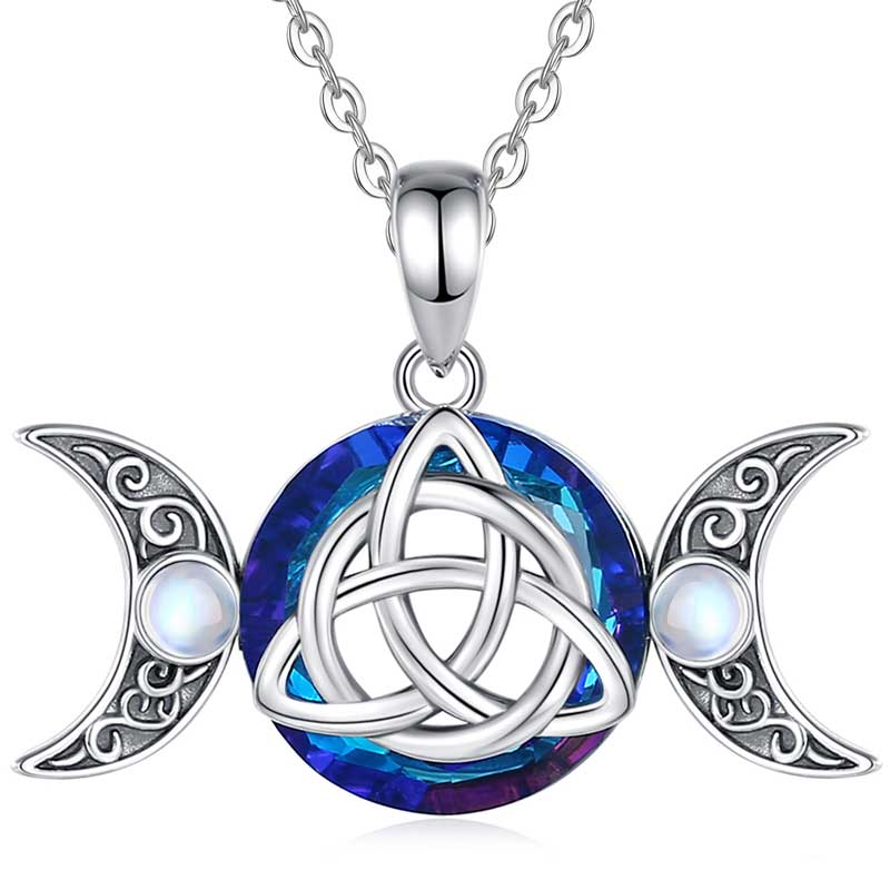Merryshine Jewelry Wiccan Triple Moon Austria Crystal Pendant Necklace