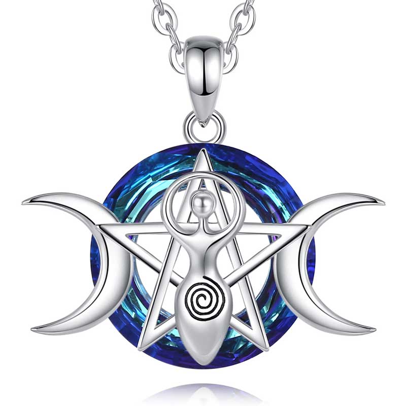 Merryshine Jewelry 925 Sterling Silver Triple Goddess Pendant Necklace with Austrian Crystal