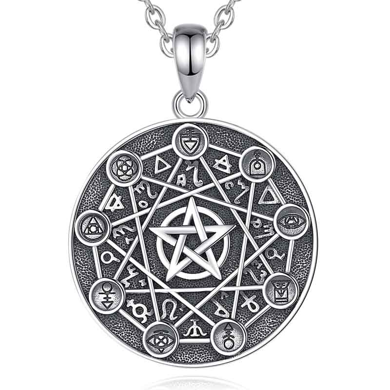 Merryshine Jewelry 925 Sterling Silver Alchemy Pentagram Pendant Necklace for Men