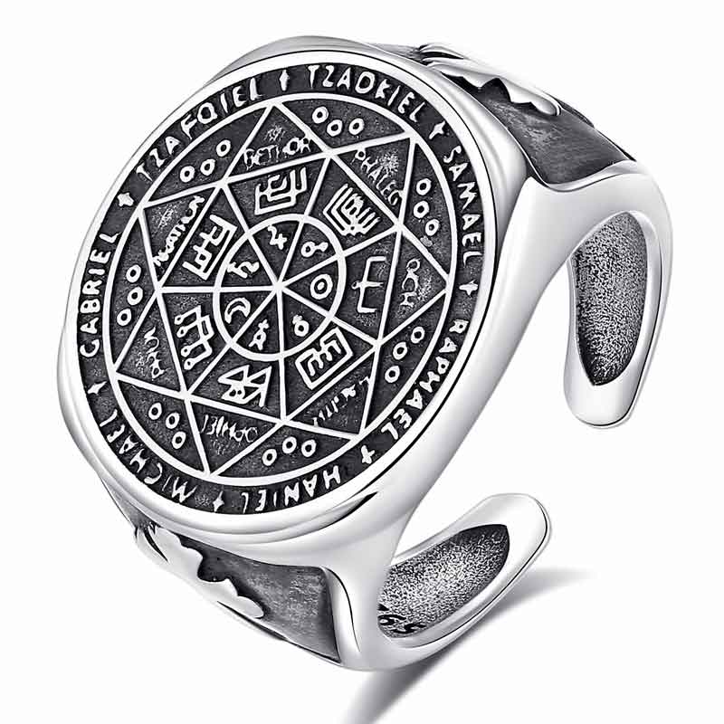 Merryshine Jewelry 925 Sterling Silver Seven Archangels Element Open Ring for Men