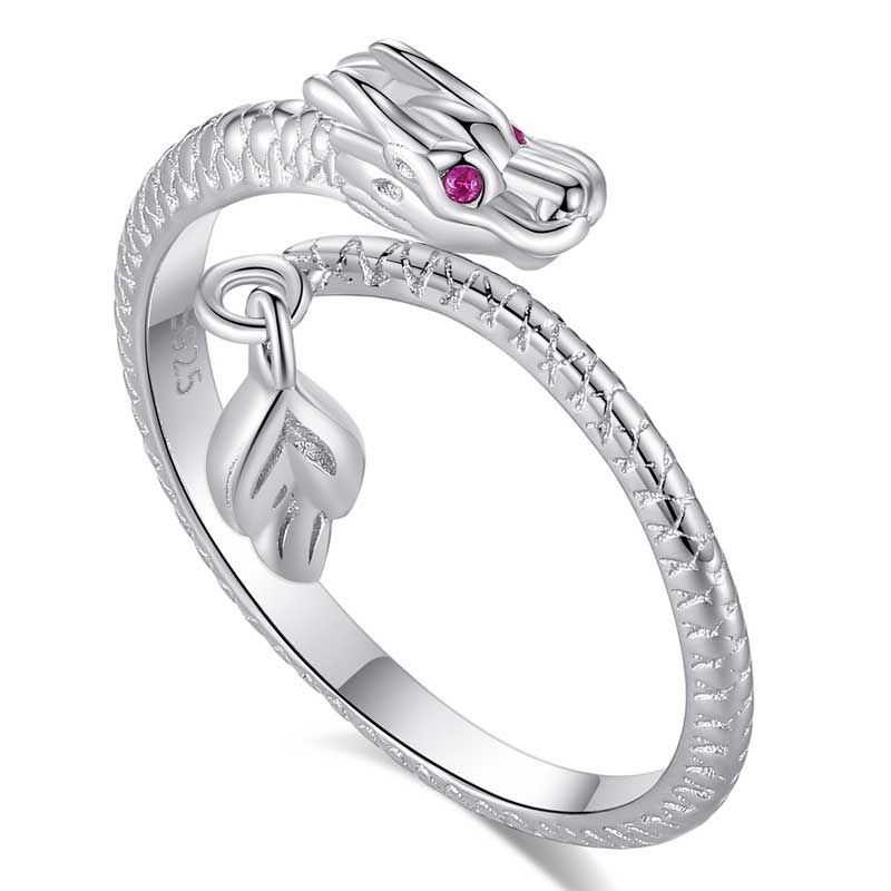 Merryshine Jewelry 925 Sterling Silver with Rhodium Plating Dragon Tail Ring