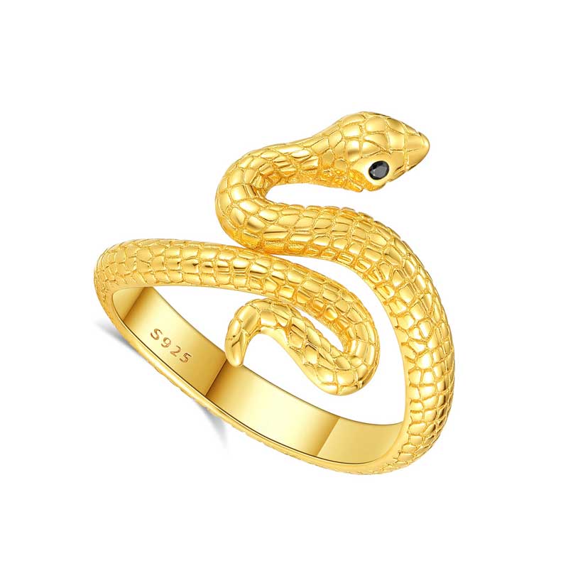 Merryshine Jewelry 925 Sterling Silver 18K Gold Plated Vintage Snake Rings for Women or Men