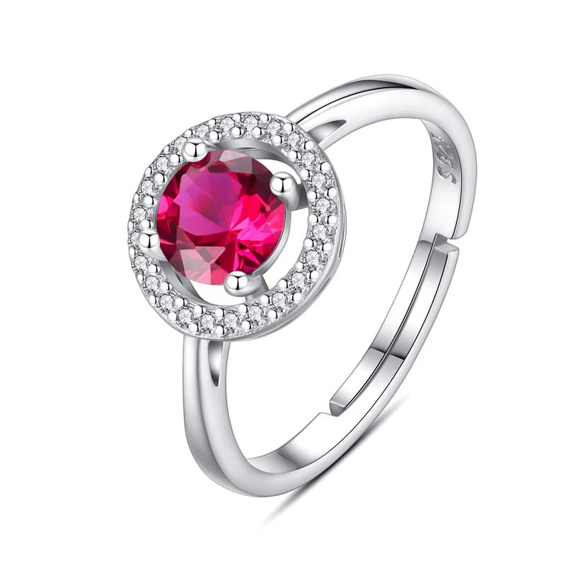 Merryshine Jewelry 925 Sterling Silver Ruby Cubic Zirconia July Birthstone Ring for Women
