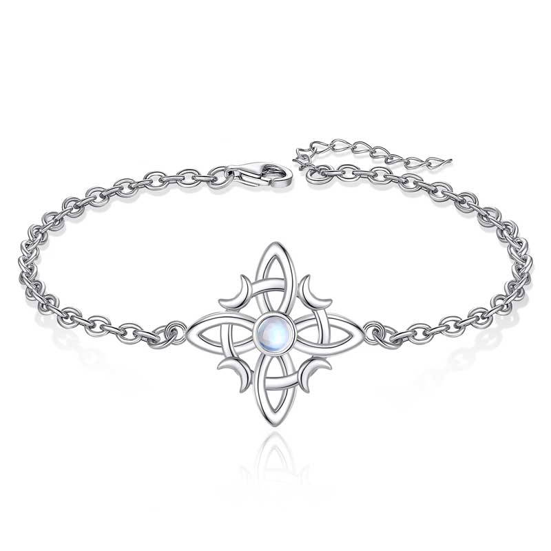Merryshine Jewelry Superior Craftsmanship 925 Sterling Silver Wicca Knot Bracelets with Moonstone