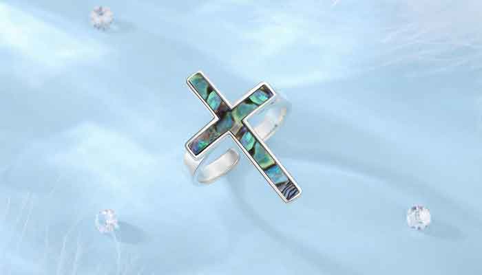 Embrace Divine Elegance: Merryshine's Cross Rings with Natural Abalone Shell Inlay - Shop Now!