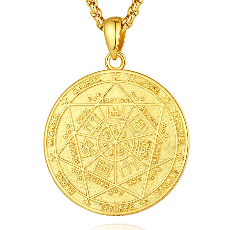 Merryshine Jewelry 925 Sterling Silver with 18K Gold Plated Seal of Seven Archangels Pendant Necklace