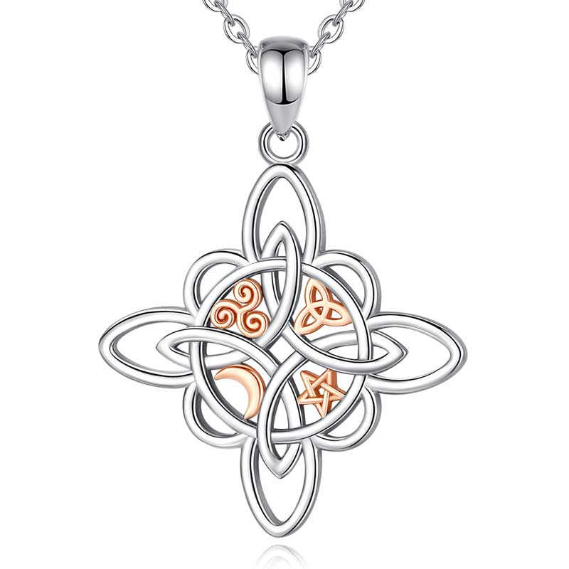 Merryshine Jewelry 925 Sterling Silver Original Design Wicca Knot Pendant Necklace for Women or Men
