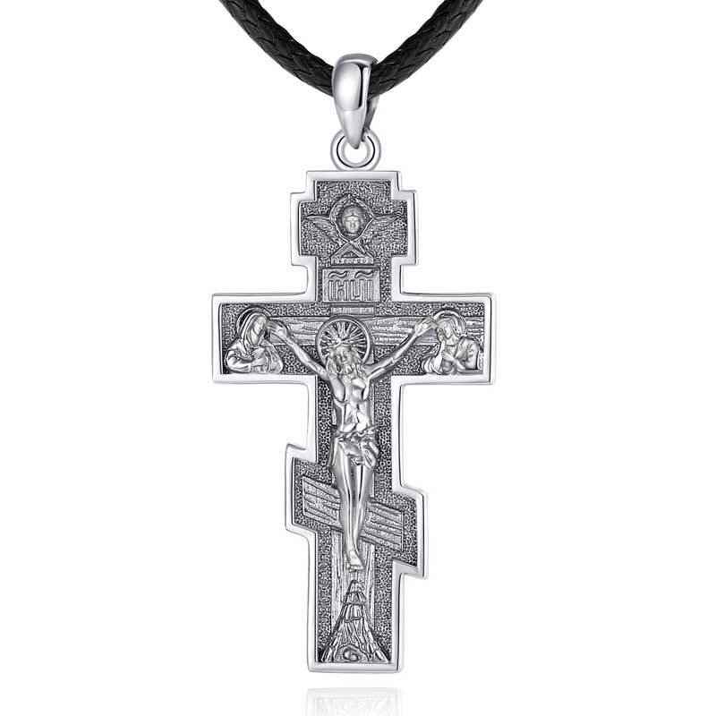 Merryshine Jewelry 925 Sterling Silver Vintage Crucifix Cross Pendant Necklace for Men