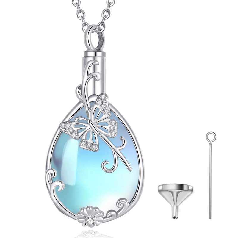 Merryshine Jewelry 925 Sterling Silver Waterdrop Moonstone Urn Pendant Necklace