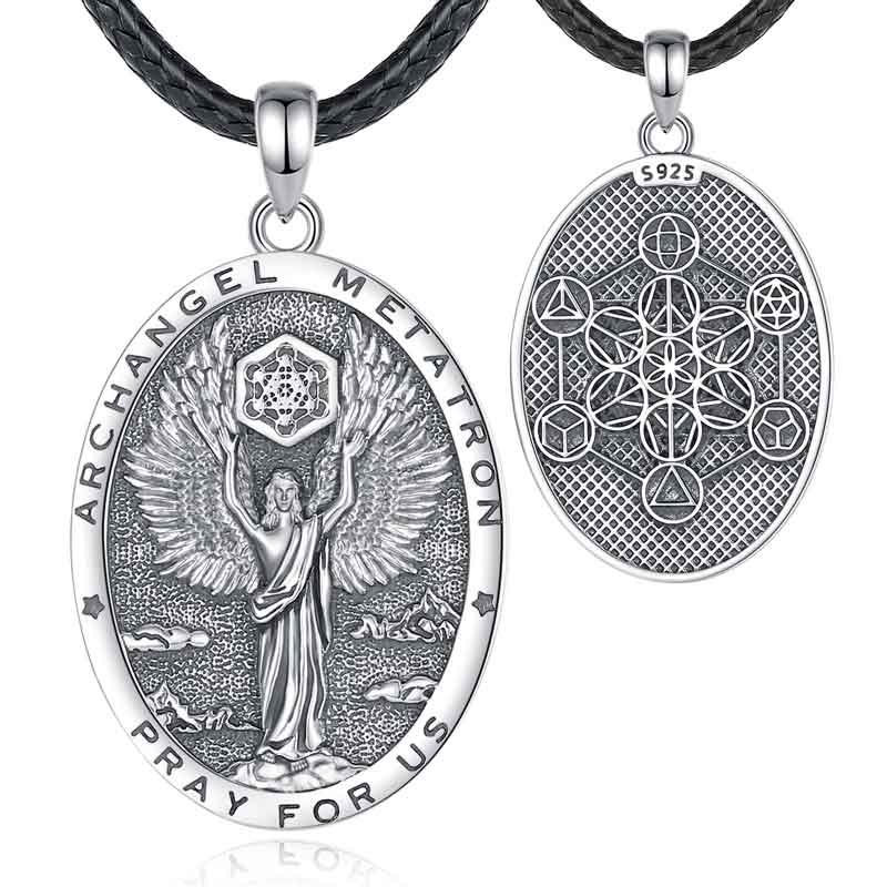 Merryshine Jewelry 925 Sterling Silver Archangel Metatron Element Oval Shaped Pendant Necklace