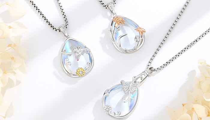 Exquisite 925 Silver Pendant Necklaces with Moonstone Adornments